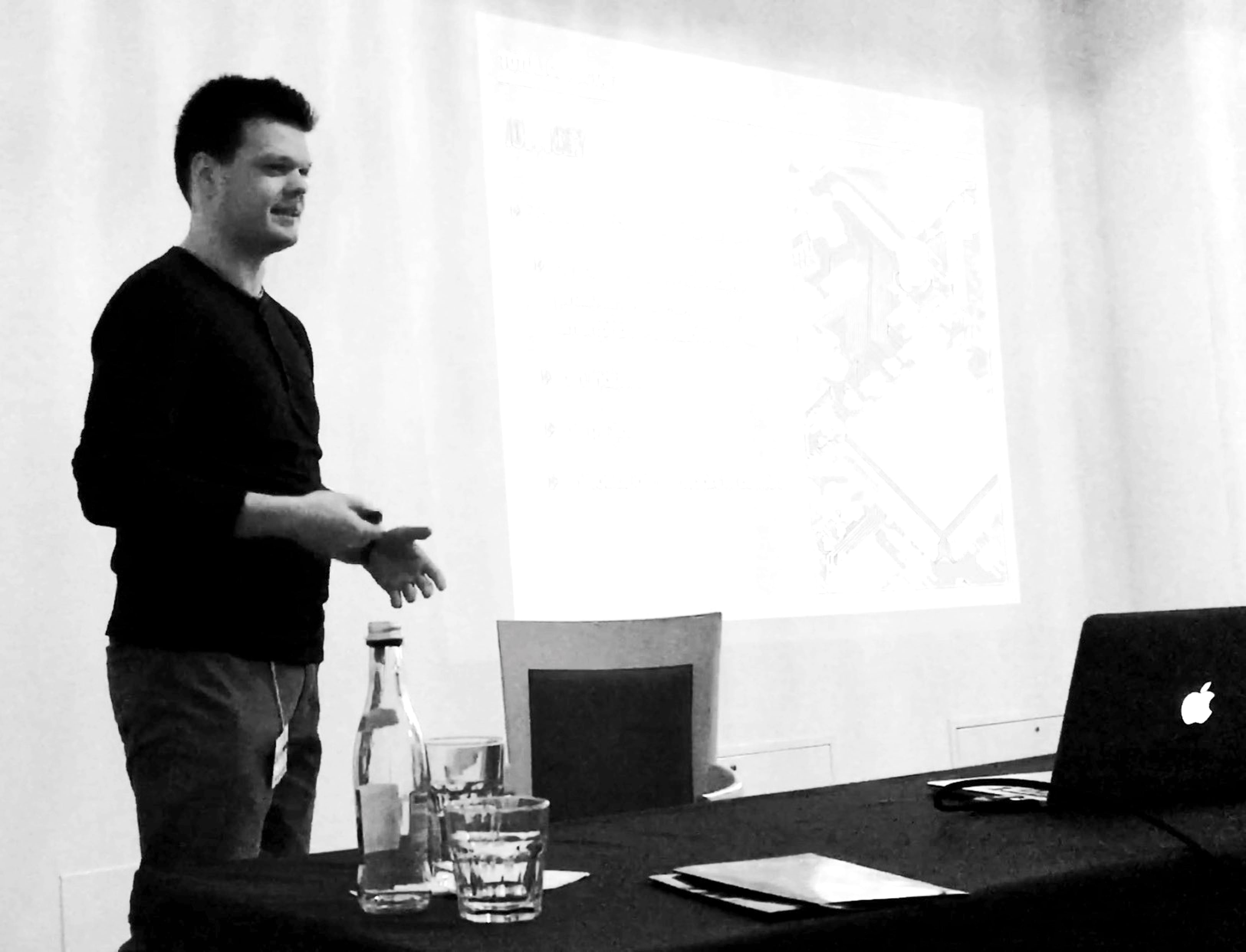 Razvan speaking at CodeCamp during an Internet of Things presentation